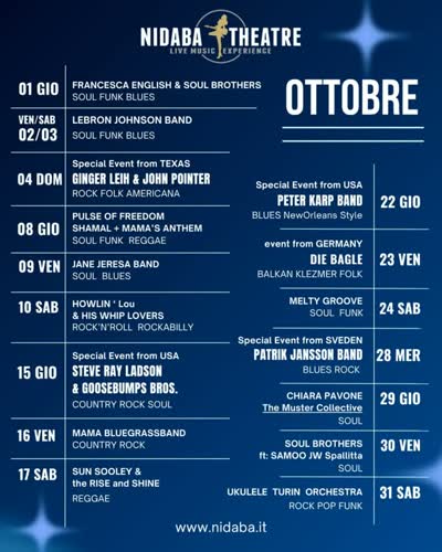 Nidaba Theatre Live Music Experience Ottobre