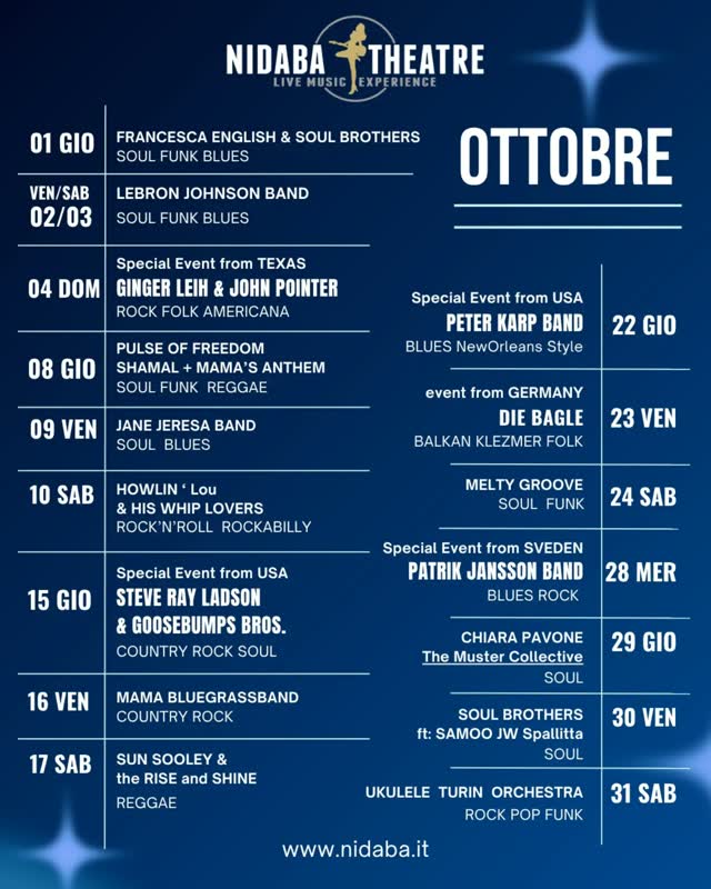 Nidaba Theatre Live Music Experience Ottobre