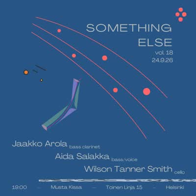 SE#18 coming soon! Autumn arrives in Helsinki and with it comes an 18th Something Else: deep and earthy sound explorations across double bass, bass clarinet, and cello, featuring guest artists Jaakko Arola @jaakkoarola (modified bass clarinet), Aida Salakka @akkalasadia (bass, voice), and Wilson Tanner Smith (cello, flutes). Come and gather and cut the crisp evening air with improvised music from this first-time trio of exciting Helsinki experimentalists.