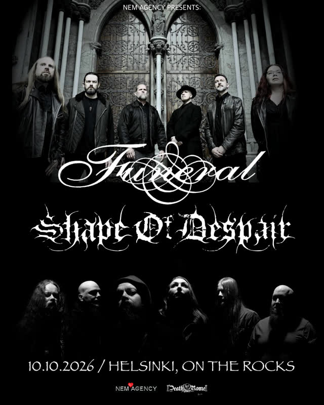 Lauantaina 10. lokakuuta On The Rocksissa soi funeral doom metal, kun lauteille nousevat norjalainen Funeral sekä kotimainen Shape Of Despair 💥 Hae liput ennakkoon Tiketistä – linkki biossa 🎫