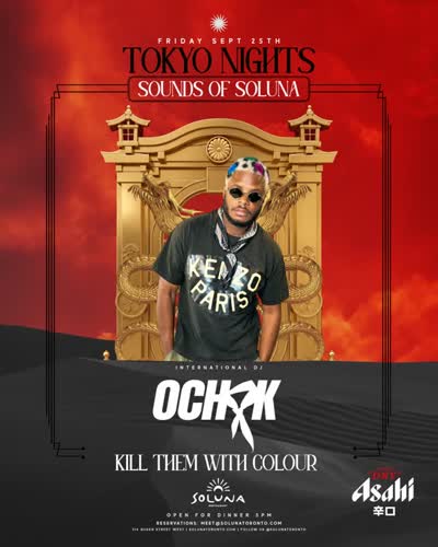 @ochokmusic is taking over Soluna next Friday, September 25🔥OCHOK is the producer behind three Beatport Afro House Top 10 records, with support from HUGEL, Black Coffee, and Diplo. Tokyo Nights meets Afro House as Paris-born, LA-based OCHOK takes over the decks🗼 From Paris to Toronto. Meet us at Soluna☀️Come for dinner, stay for the party.