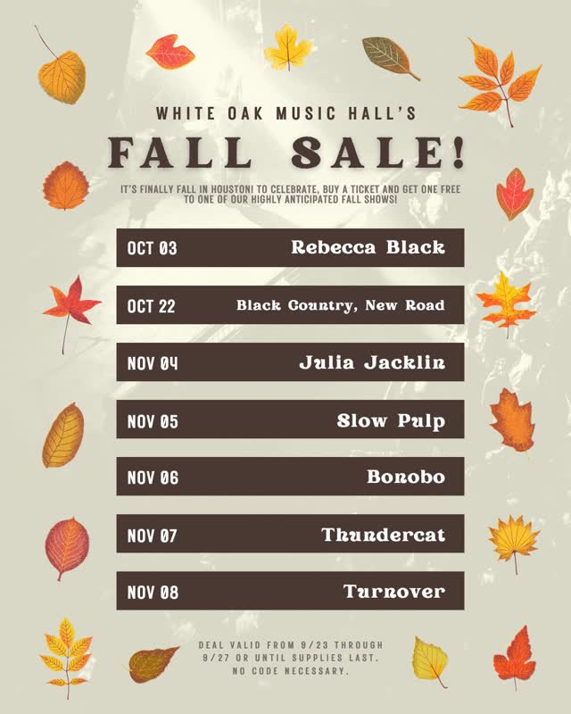 White Oak Music Hall's Fall Sale