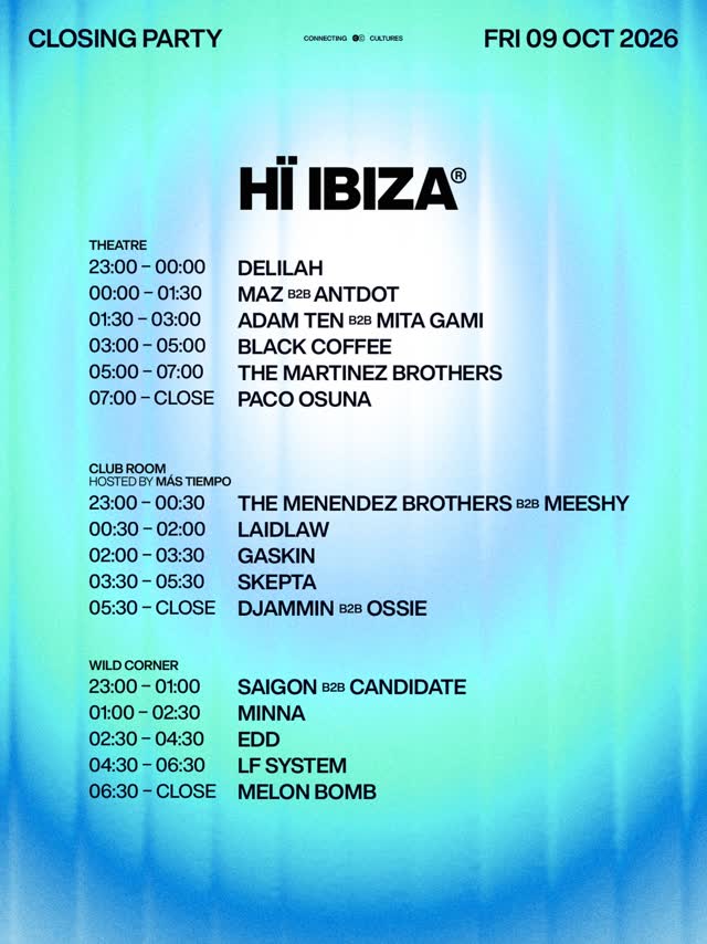 Set times for the Closing Party are here. See you on 9 October.