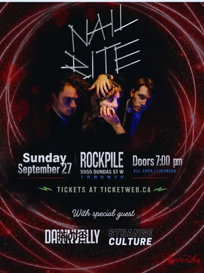 Napalm Records newest metal sensation Nail Bite along with tour support Strange Culture and locals Dawn Vally