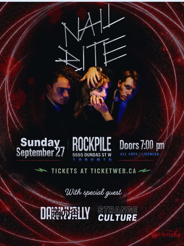 Napalm Records newest metal sensation Nail Bite along with tour support Strange Culture and locals Dawn Vally