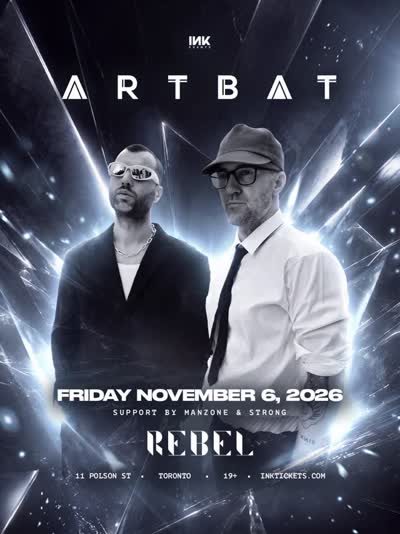 The melodic techno powerhouse duo @artbatmusic are bringing their sound under the @rebeltoronto rings on Friday, November 6th, 2026.