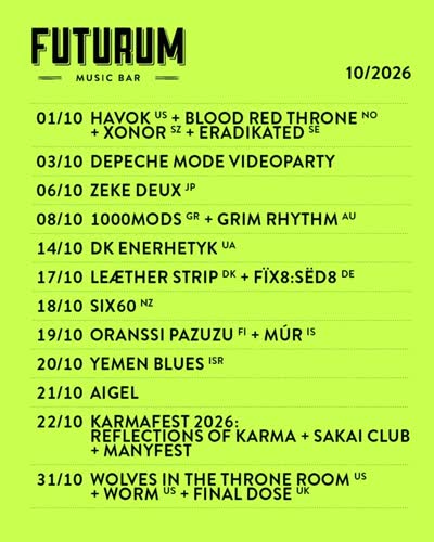 FUTURUM MUSIC BAR 10/2026 Lineup