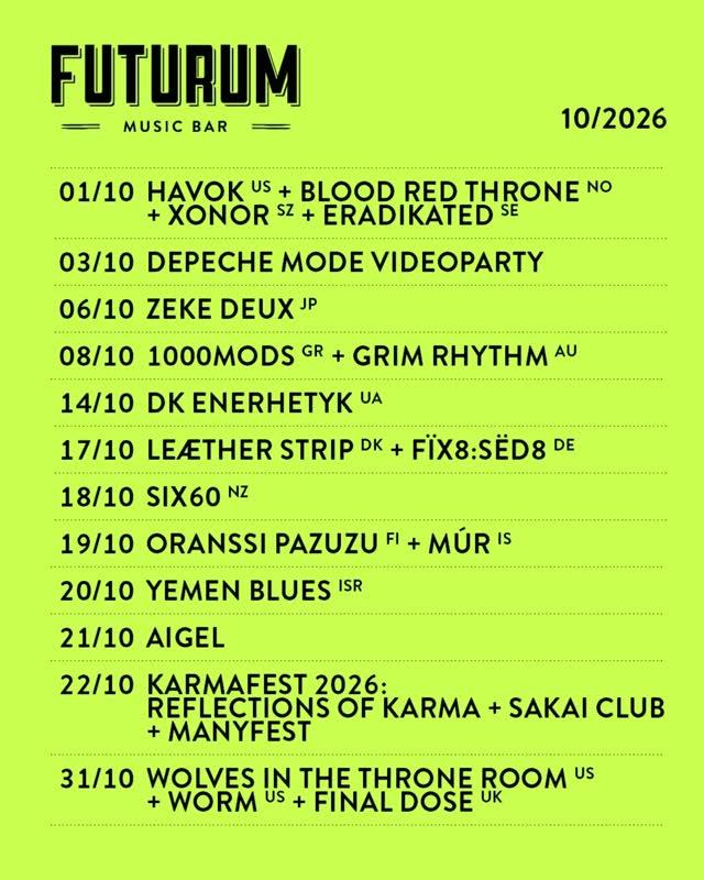 FUTURUM MUSIC BAR 10/2026 Lineup