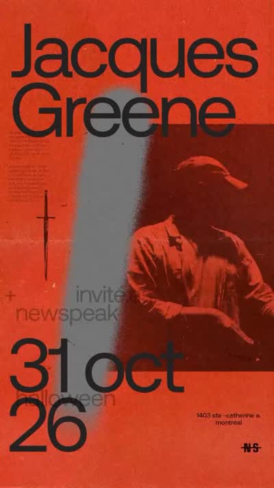 De Montréal, pour Montréal : @jacquesgreene pour l’Halloween le 31 octobre!