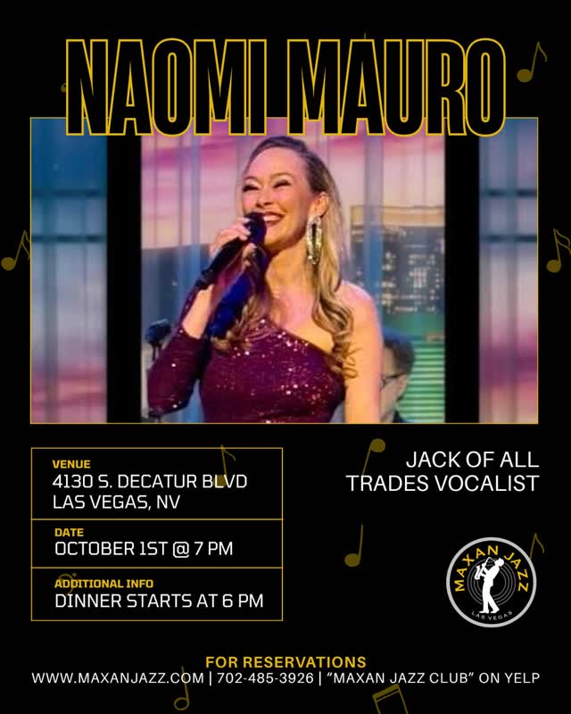 Join us on October 1st for vocalist Naomit Mauro!