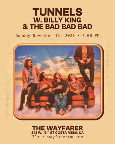 @tunnels_band with @billykingandthebadbadbad on Sunday November 15 at the @wayfarercm in Costa Mesa!