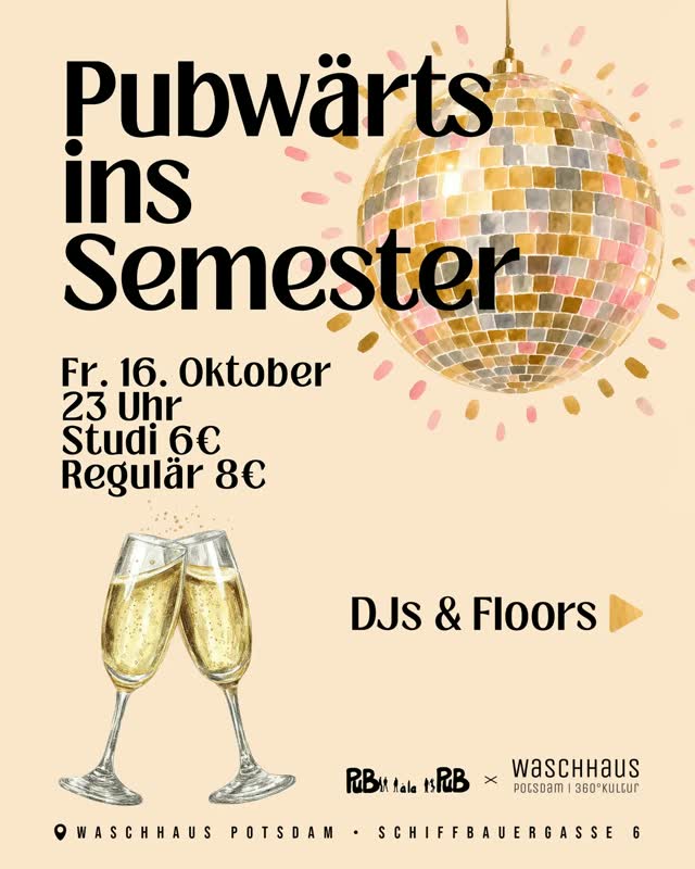 Das Line-up für den Semesterstart am 16.10. steht! Drei Floors, sechs Acts und musikalisch ist für jeden Geschmack etwas dabei: