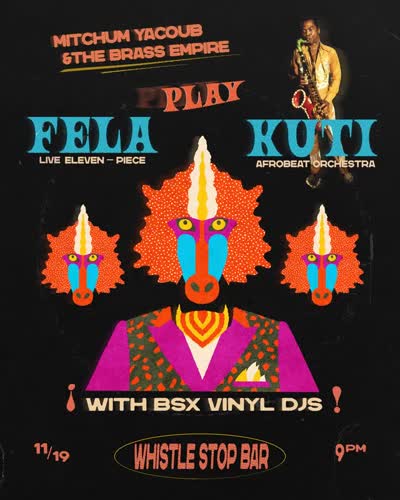 Mitchum Yacoub @mitchum.yacoub is bringing an eleven-piece Afrobeat Orchestra to our dance floor for a special tribute to the creator of Afrobeat: Fela Kuti.