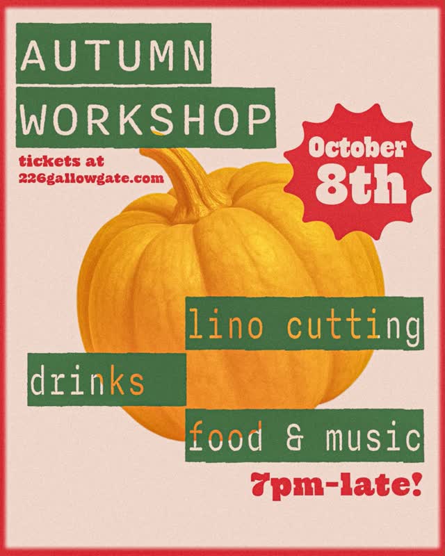 Autumn Workshop: lino cutting, drinks, food & music