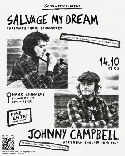 Announcing: Salvage My Dream + Johnny Campbell at Hank Chinaski, Berlin - October 14th