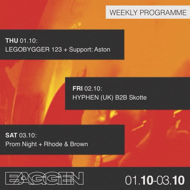 Baggen Weekly Programme 01.10-03.10