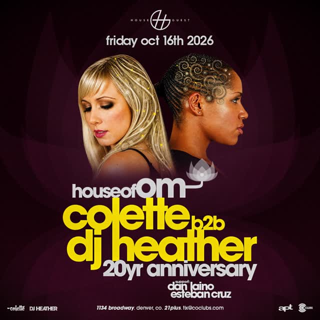House Guest celebrates 20 years of House of OM with a special Colette b2b DJ Heather set at Studio 1134.