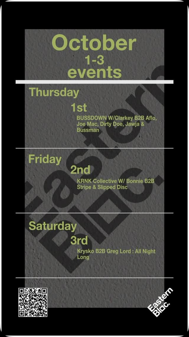 This Weekends Events : Bussdown / KRNK Collective / Krysko