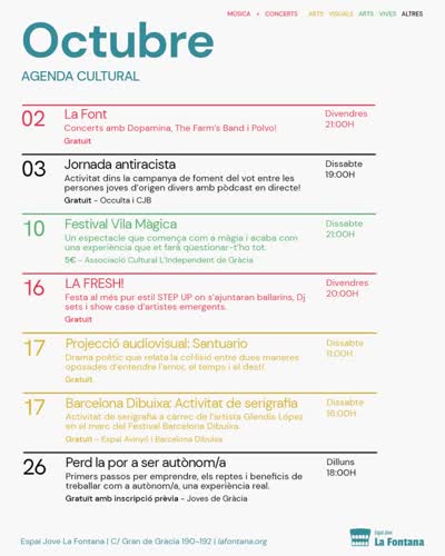 Octubre Agenda Cultural