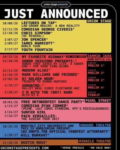 Union Stage Presents Just Announced