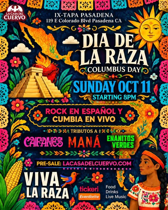 DÍA DE LA RAZA CELEBRATION - ROCK EN ESPAÑOL Y CUMBIA EN VIVO!