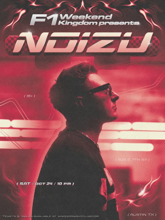 LOCK IN AUSTIN 🔒 @noizusound is taking over Kingdom on Oct. 24th for F1 Weekend! 🏎️💨