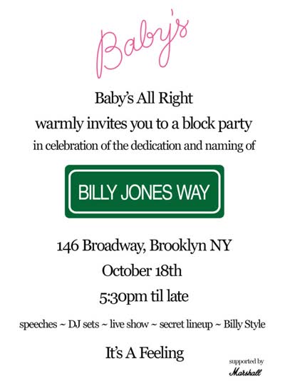 BILLY JONES WAY BLOCK PARTY