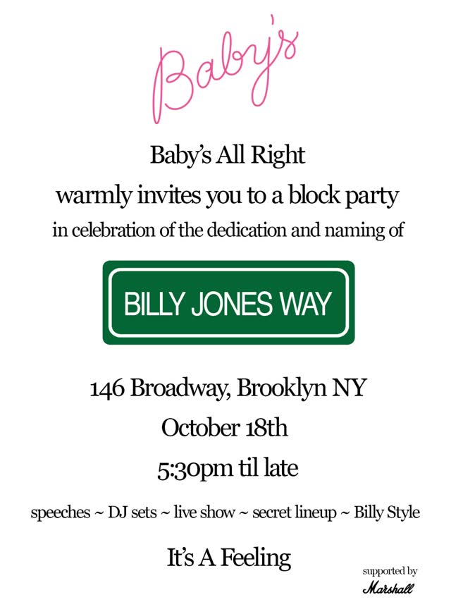 BILLY JONES WAY BLOCK PARTY