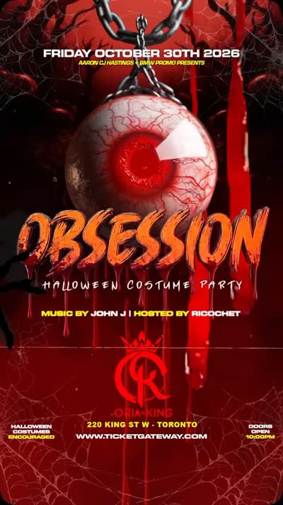 Obsession Friday October 30th ! Obsession 2026 The Biggest Hallowen Costume Party On Halloween Weekend