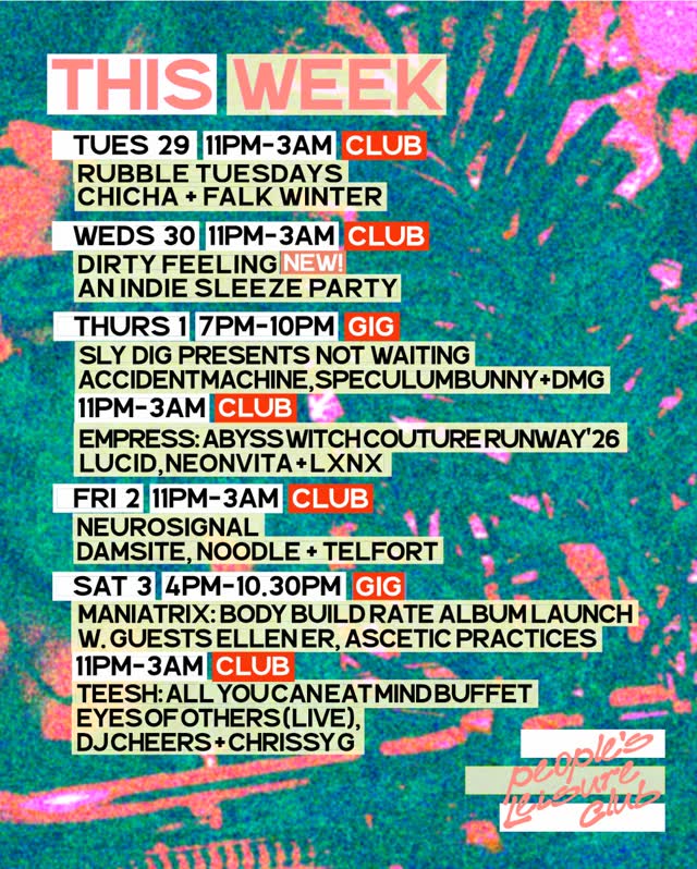 THIS WEEK EVENTS AT PEOPLE'S LEISURE CLUB