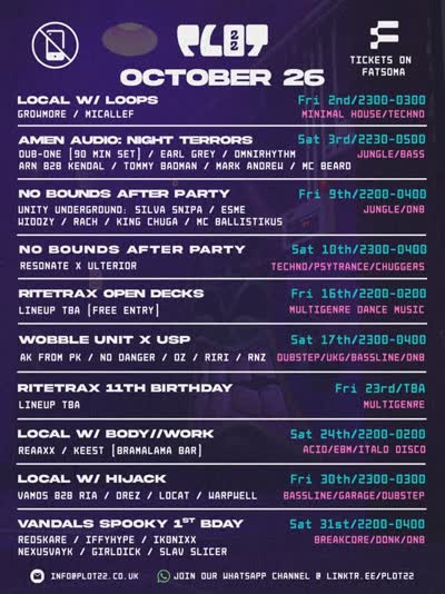 Sheffield Underground Dance Nights: Loops, Amen Audio, No Bounds After Party, Ritrax, MVT Liveline, Hijack, Spyral Productions