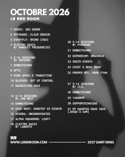 October 2026 Club Night Schedule (Horror 303, Electro Oasis, 5:14 Sessions, etc.)