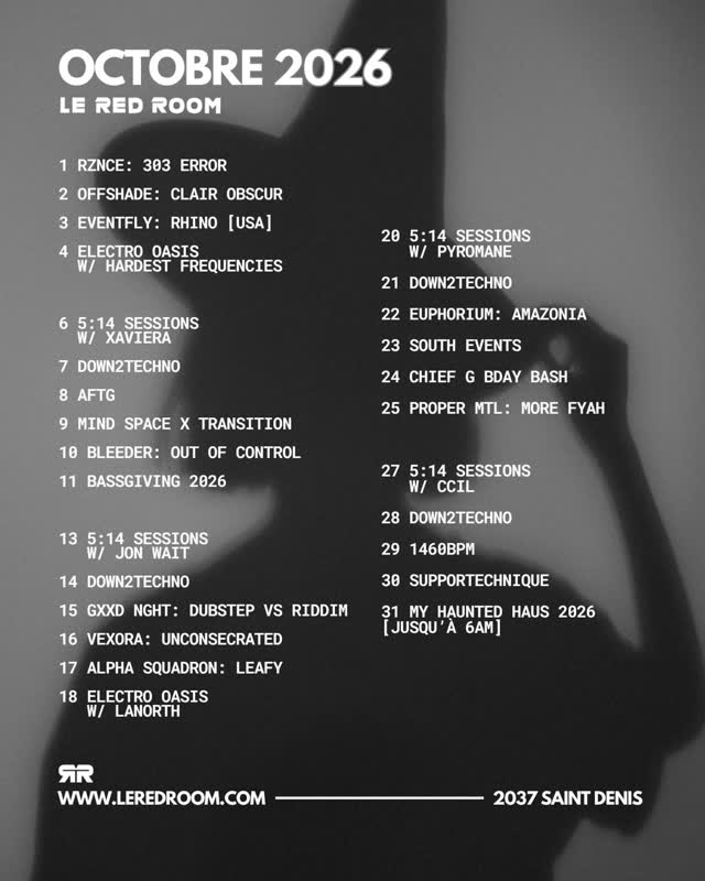 October 2026 Club Night Schedule (Horror 303, Electro Oasis, 5:14 Sessions, etc.)