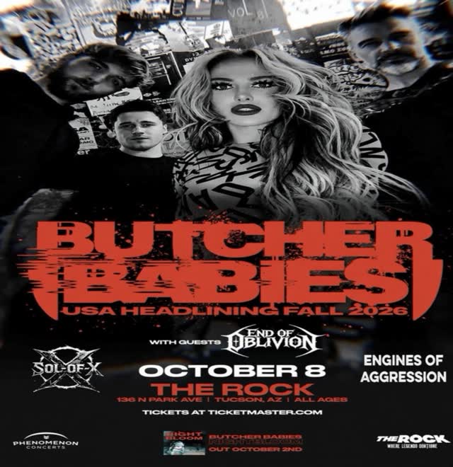 UPCOMING SHOW Thursday Oct. 8th BUTCHER BABIES here at The ROCK