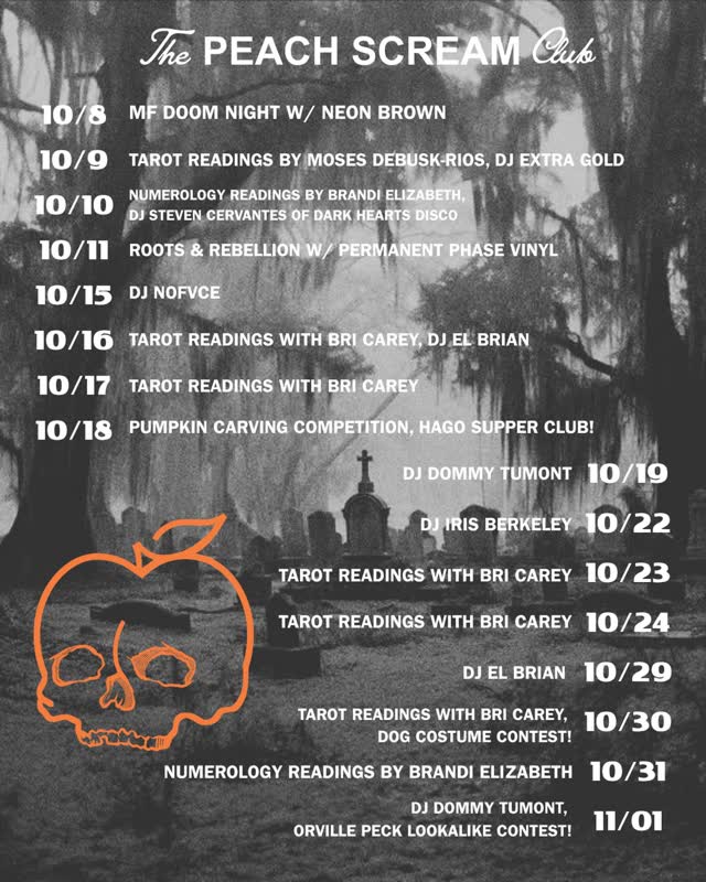 The PEACH SCREAM Club Monthly Schedule