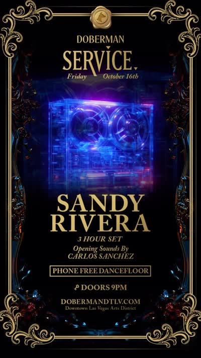 SERVICE. returns to the Manor Friday, October 16 with a special three-hour set by house music legend @sandyriveraofficial.