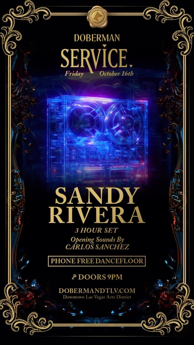 SERVICE. returns to the Manor Friday, October 16 with a special three-hour set by house music legend @sandyriveraofficial.