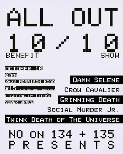 ALL OUT OCTOBER 10 BENEFIT SHOW