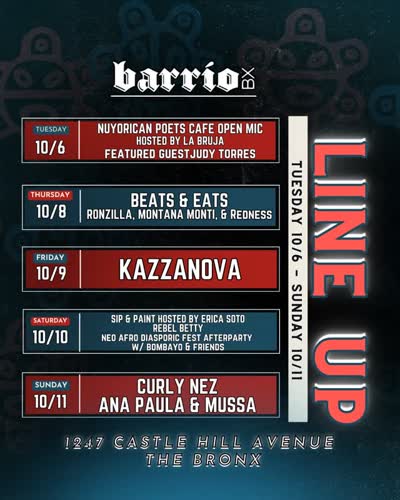 THIS WEEK AT BARRIOBX: Open Mic, House Music Night, DJ Sets, and Bombazo Afterparty