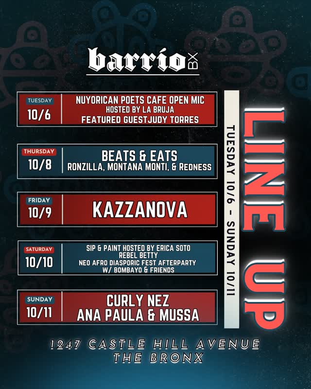 THIS WEEK AT BARRIOBX: Open Mic, House Music Night, DJ Sets, and Bombazo Afterparty