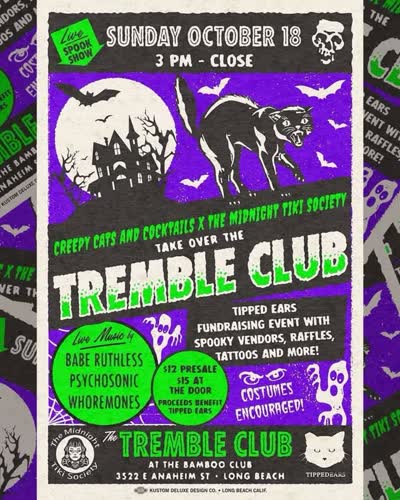 Creepy Cats & Cocktails x The Midnight Tiki Society Tremble Club Takeover for TippedEars