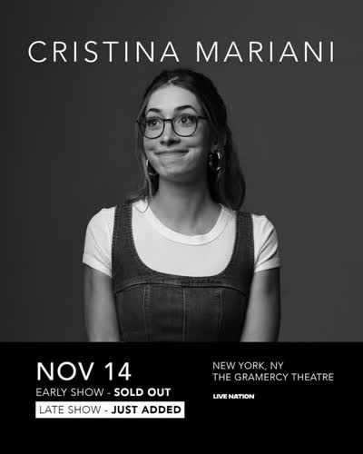 New York! Cristina Mariani is adding a late show on November 14th because the first show is SOLD OUT! No need to wait - tickets are ON SALE NOW.
