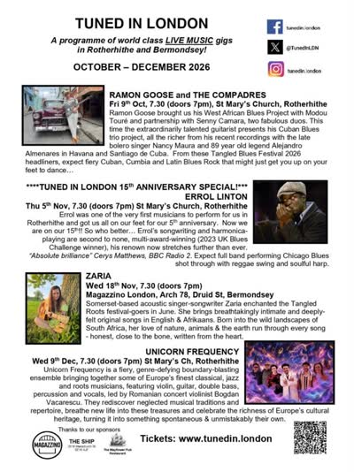 Live music at St Mary’s & @magazzino_london this autumn