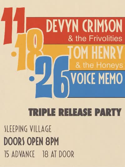 Devyn Crimson / Big Star Tom / Voice Memo Band Release Show