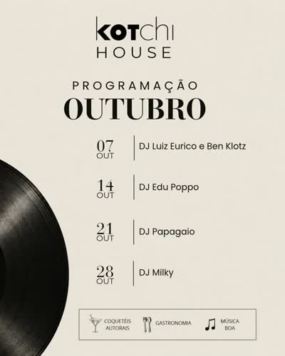 KOTchi HOUSE PROGRAMAÇÃO OUTUBRO