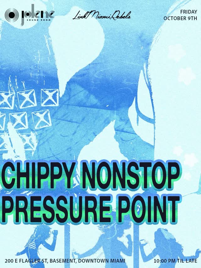 @chippyxnonstop is coming to Jolene for a night of techno, breaks, n bass, with no better person to warm up the room than @pressurepoint.mp3 start stretching for Friday, October 9.