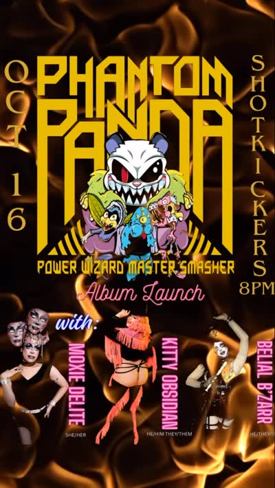 Live @shotkickersmelb with @moxiedelite, @belial.bzarr and @kitty_obsidian. Phantom Panda power Wizard master smasher vinyl release.