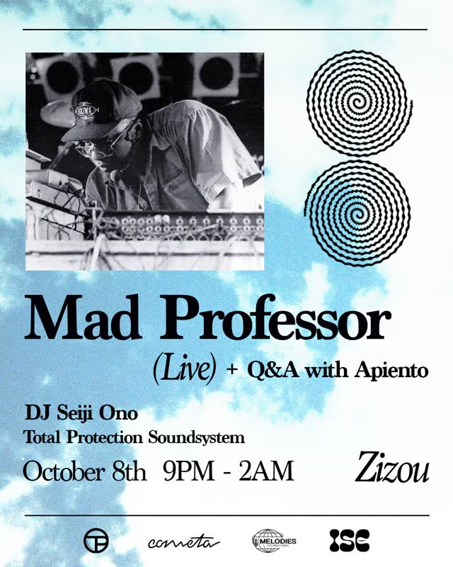 MAD PROFESSOR: Thursday, October 8th we are teaming up with @test_pressing_official and @melodiesint to present a night of dubwise sound with the legendary @madprofessorariwa We’ll kick things off @zizou_losangeles with a conversation hosted by @Apiento followed by a LIVE DUB SESSION and DJ sets from @seiji__ono and @totalprotectionsoundsystem on the @cometa.sound M2