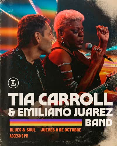 Tia Carroll trae su West Coast Blues a Parker & Lenox este jueves 8 de octubre. Soul, blues y poder en vivo con @emilianojuarezmusic.