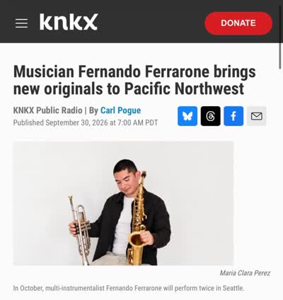 Fernando Ferrarone and his quartet performing original compositions from 'Travel With Me' and 'Now Till Forever'